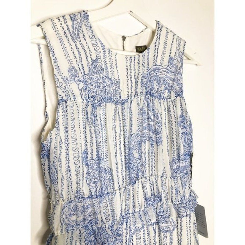 TAYLOR Blue & White Midi Printed Dress – Size 10 | NWT - Picture 3 of 6